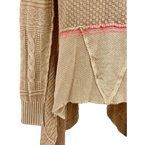 RARE Free People Beige Asymmetrical Waterfall Cardigan | Coastal Boho Grunge S - Picture 12 of 16